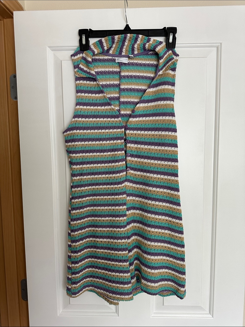 Striped Knit Hooded Sleeveless Romper - Multicolor Stripes